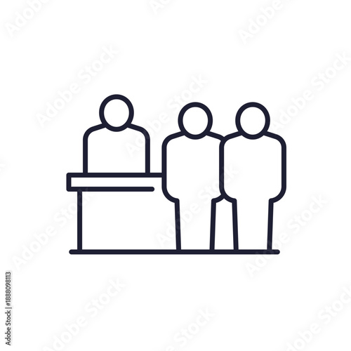 counter desk line icon with people