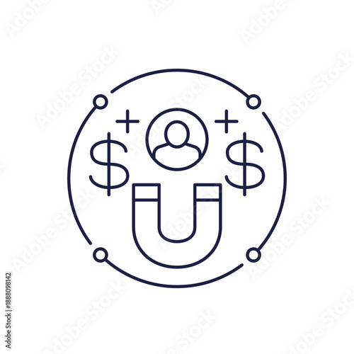 Customer acquisition or retention icon in line design