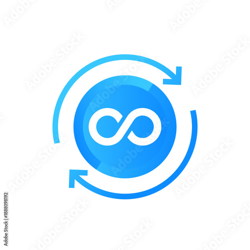 infinity icon with arrows, vector