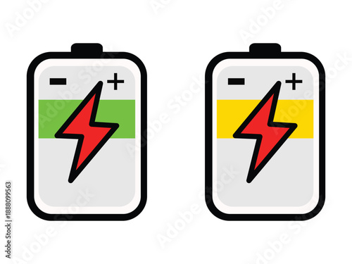 Two batteries with indicator lights Vector