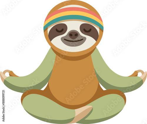 Zen Sloth Meditation and Yoga Character Mascot