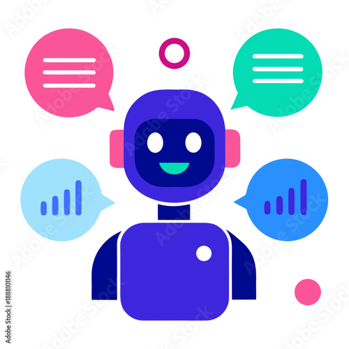 Happy chatbot with speech bubbles