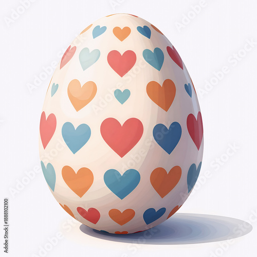 cute Easter egg with a heart pattern on a white background, Happy Easter Spring holiday, vector drawing. artificial intelligence generator, AI, neural network image. background for the design
