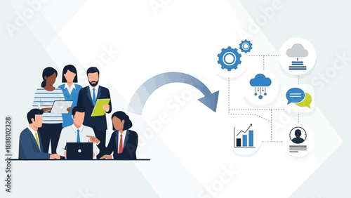 Business team collaborating on innovative technology solutions