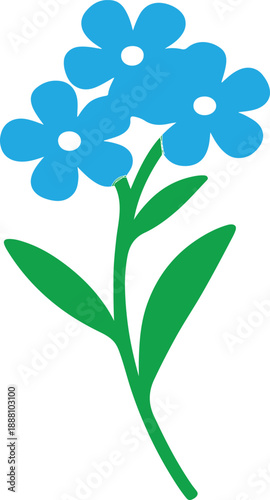 Forget-Me-Not Flowers Hand Drawn Botanical Vector, Black Ink Sketch Isolated on White