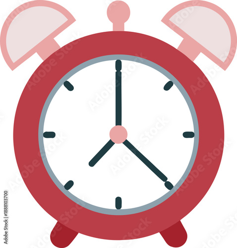 Retro alarm clock isolated on transparent background timekeeping