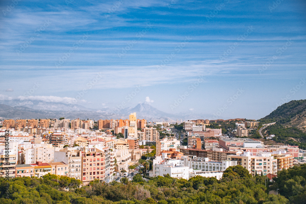 Fototapeta premium Views to Alicante city from Santa Barbara Castle, Valencian Community, Spain