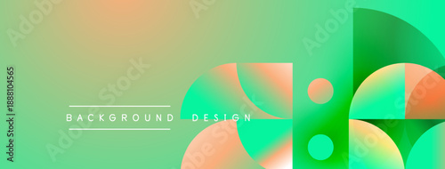 Abstract background features vibrant gradients, overlapping circles, modern design elements. Soft colors create smooth transitions.