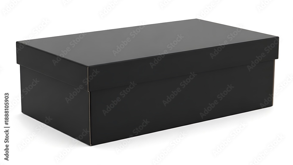 Naklejka premium Black rectangular shoe box with lid black box rectangular box closed box