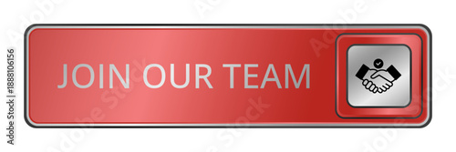 Modern rounded CTA button, "Join Our Team" text, 3D effect, web UI element for landing pages, mobile apps or banners, for HR presentations.