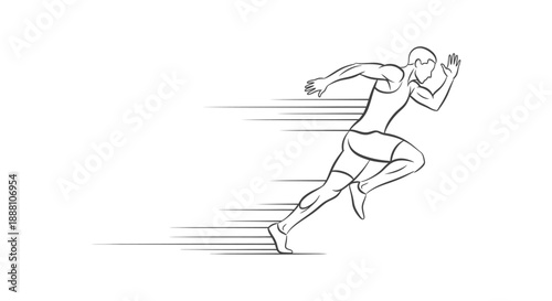 running man sprinting fast with dynamic speed lines illustrating rapid motion and athletic progress ideal for fitness campaigns or business growth concepts.