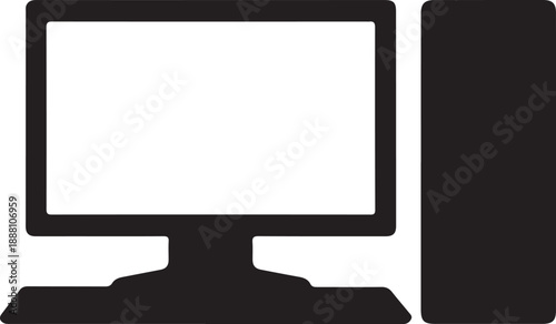 Black and white computer monitor and tower