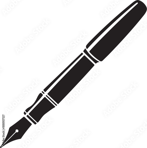 Black and white fountain pen with nib and cap writing instrument