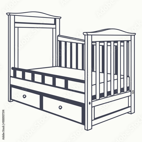 Wooden daybed with trundle drawers and canopy frame outline