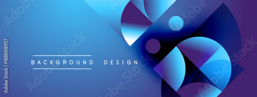Abstract blue design features overlapping circles, gradients. Modern aesthetic suitable for backgrounds, presentations. Vibrant, dynamic composition.