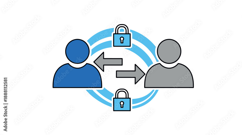 Obraz premium Secure Data Exchange Between Users with Encryption.