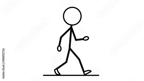 Simple stick figure walking on a plain white background.