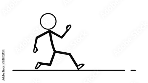 Simple stick figure running on a flat surface.