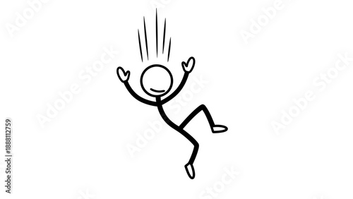 Simple stick figure jumping with joy and excitement.