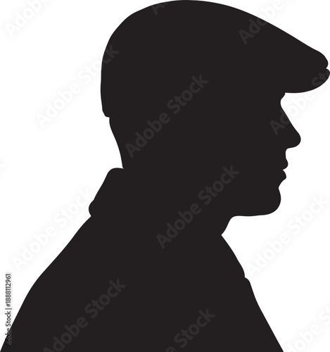Black Silhouette of a Person Wearing a Hat and Scarf also transparent background
