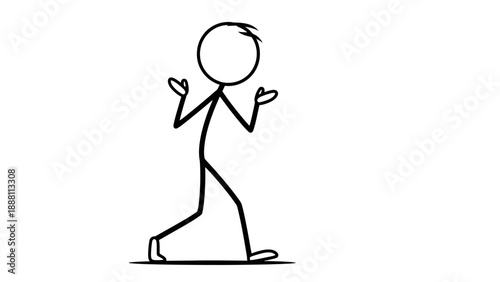 Simple stick figure kneeling in prayer or contemplation.