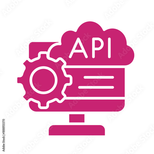 Pink api icon isolated on transparent background