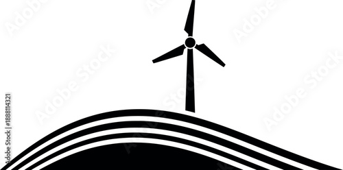 Modern wind turbine on hill representing renewable energy