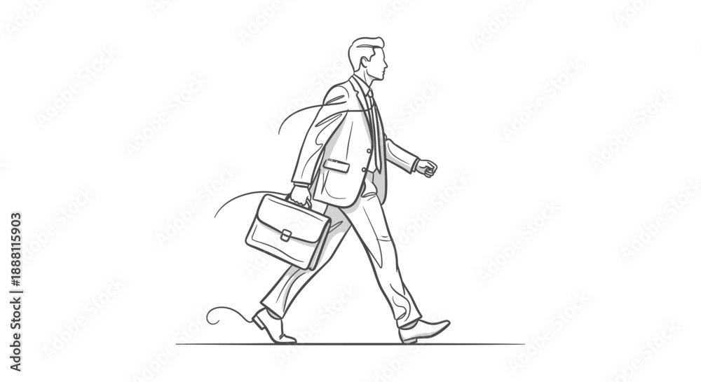 Fototapeta premium determined businessman walking with a briefcase symbolizing career progression professional ambition and the journey towards success
