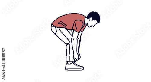 man tying shoelaces a common routine activity illustrating preparation active lifestyle and readiness for everyday tasks or exercise.
