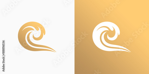 Artistic wave vector logo design with modern, simple, clean and abstract style.