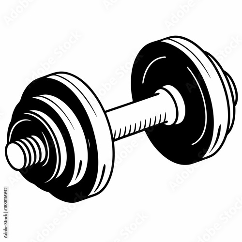 Black and white dumbbell
