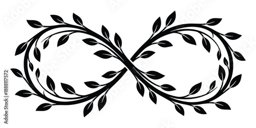 Infinity symbol floral vine vector illustration elegant natural loop design