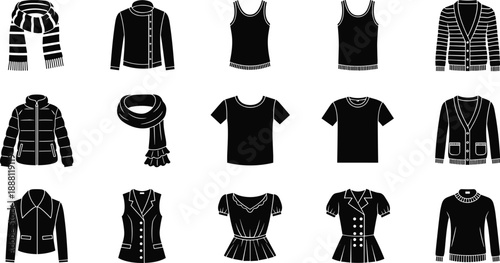Black and white clothing fashion apparel 3 garments