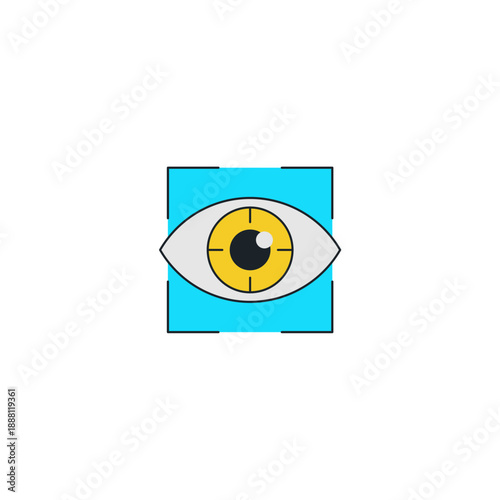 Computer Vision Eye Icon with Targeting Reticle. AI Visual Recognition, Object Detection, and Image Scanning Vector