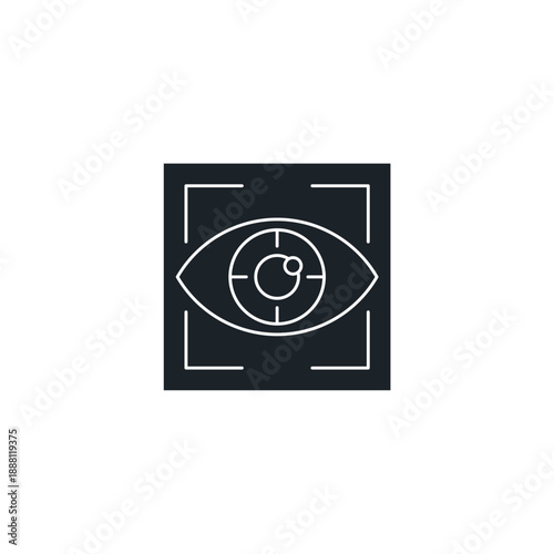 Computer Vision Eye Icon with Targeting Reticle. AI Visual Recognition, Object Detection, and Image Scanning Vector