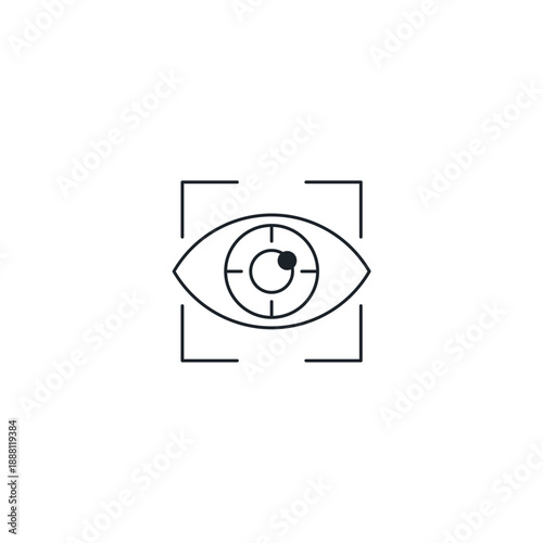 Computer Vision Eye Icon with Targeting Reticle. AI Visual Recognition, Object Detection, and Image Scanning Vector