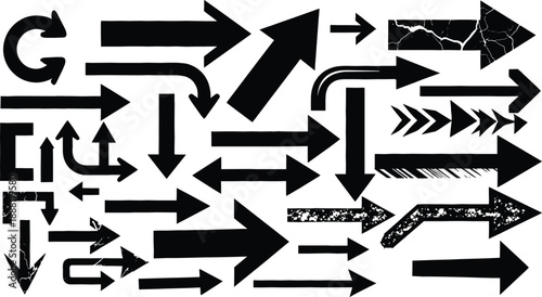 Black arrows on white background directional signs symbols