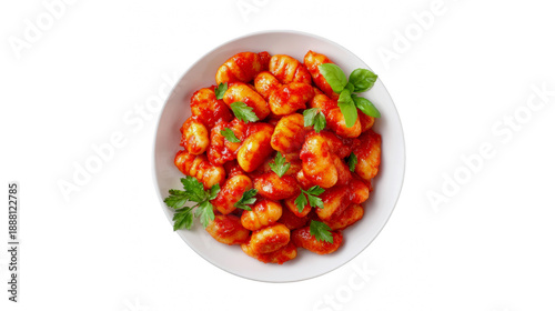 Delicious potato gnocchi served with a rich tomato sauce and fresh herbs, perfect for an italian meal