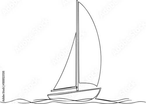 Simple line drawing of a sailboat on gentle waves