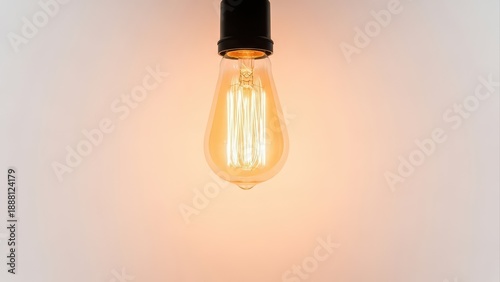 Wallpaper Mural Edison style filament light bulb, vintage design with exposed tungsten wires, emitting warm yellow orange light, hanging from black socket, creating retro atmosphere Torontodigital.ca