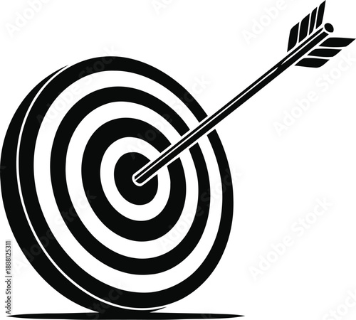 Target with arrow symbol for success and achievement concept. Goal and objective on dartboard illustration isolated on transparent background