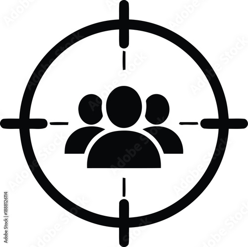People group within crosshairs target vector icon illustration graphic design for audience and marketing concepts. simple flat symbol