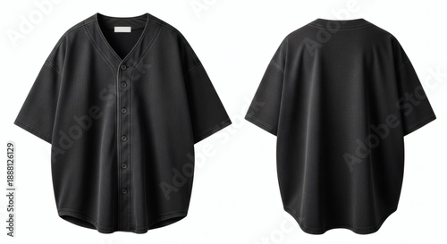 Black short-sleeved shirts with V-neck and crew neck designs
