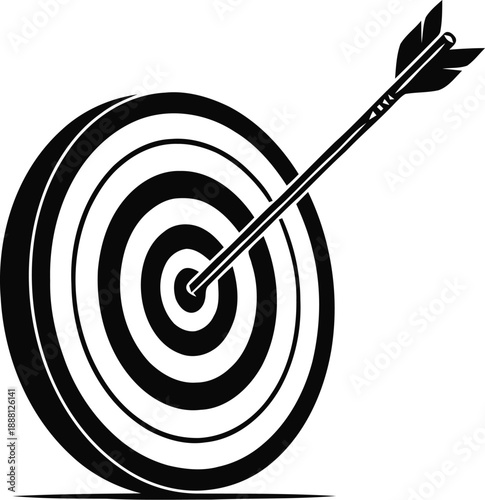 Target board with arrow hitting bullseye vector icon illustration graphic design for success and achievement concepts. simple flat symbol