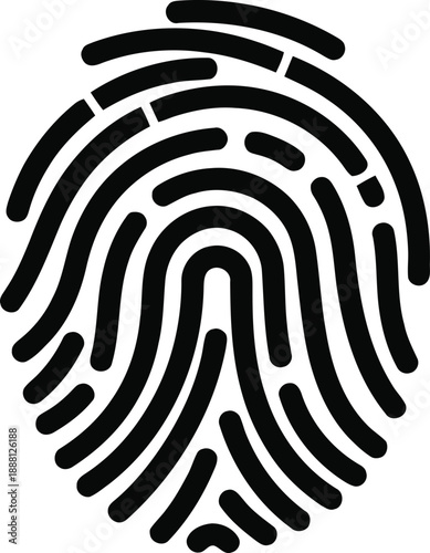 Fingerprint identification symbol for security and recognition black solid vector icon illustration isolated on transparent background