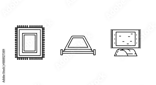 Rug and Bed Icons: Cozy Comfort and Sleeping Arrangements for Home Interiors