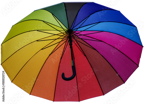 Bright Colorful Umbrella in Vibrant Colors With Transparent Background