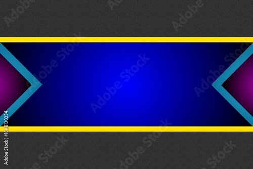 Modern Blue Abstract Banner with Yellow Border and Geometric Shapes
