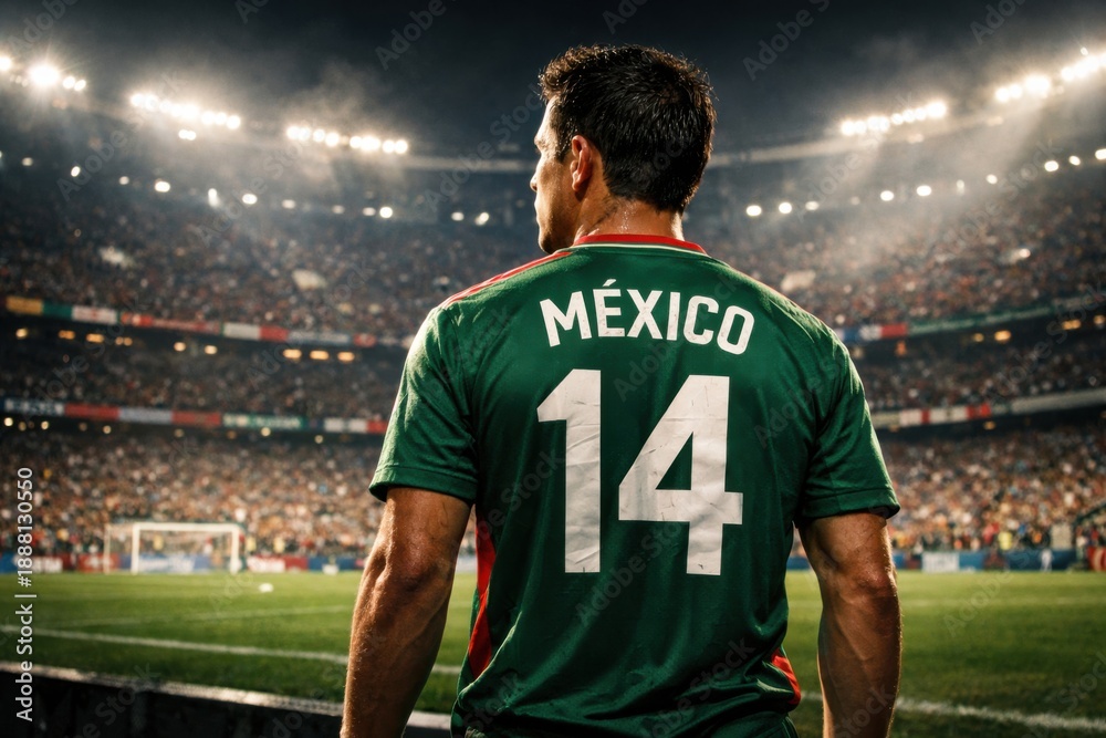 Fototapeta premium Mexico Football Player Standing in World Cup Stadium