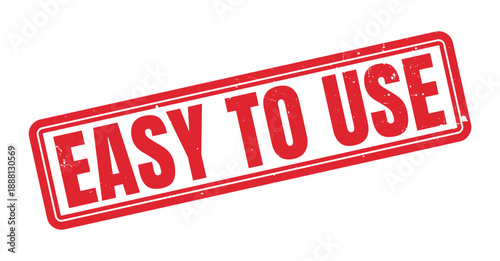 Easy to Use Grunge Stamp Text Design, User Friendly Product Label with Distressed Rubber Stamp Effect for Software, Apps, Consumer Goods and Service Promotion Isolated on White Background